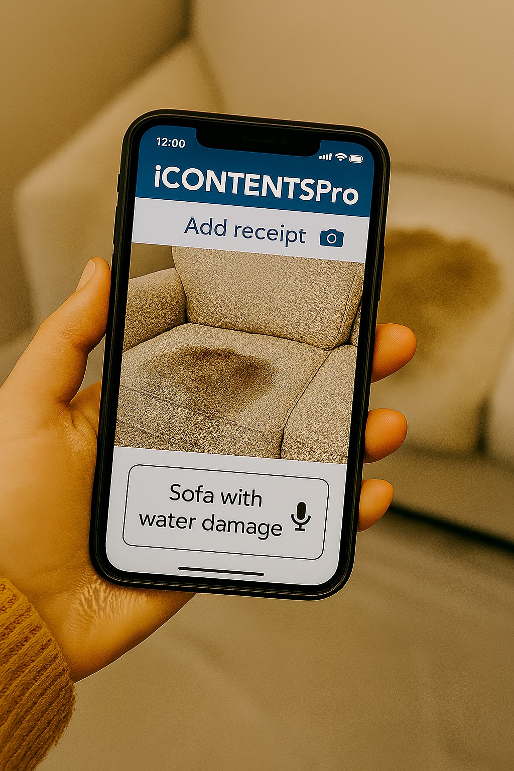 Using iContentsPro mobile app in a smoke-damaged room